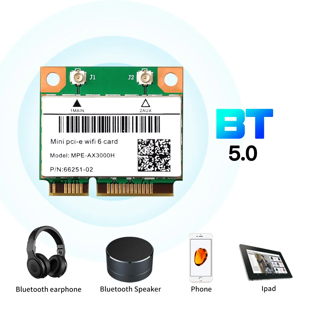 Tri Band 5374Mbps WiFi 6E AX210 Mpe-AXE3000H/ AC7265 Wireless Card BT 5.3 For Mini PCIE Wi-Fi Adapter Win10 For Desktop/Laptop
