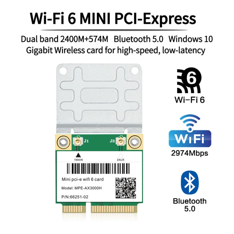 Tri Band 5374Mbps WiFi 6E AX210 Mpe-AXE3000H/ AC7265 Wireless Card BT 5.3 For Mini PCIE Wi-Fi Adapter Win10 For Desktop/Laptop