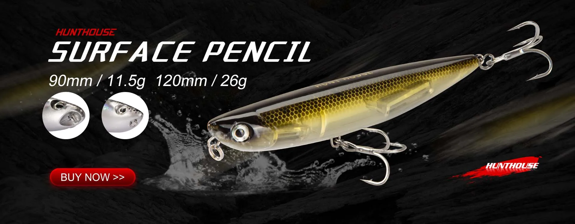 Hunthouse Musky Buster Jerkbait Fishing Lure 115mm/32g 145mm/55g Slow Sinking Loud Sound Vib Vibration For Sea Bass Pike LW129