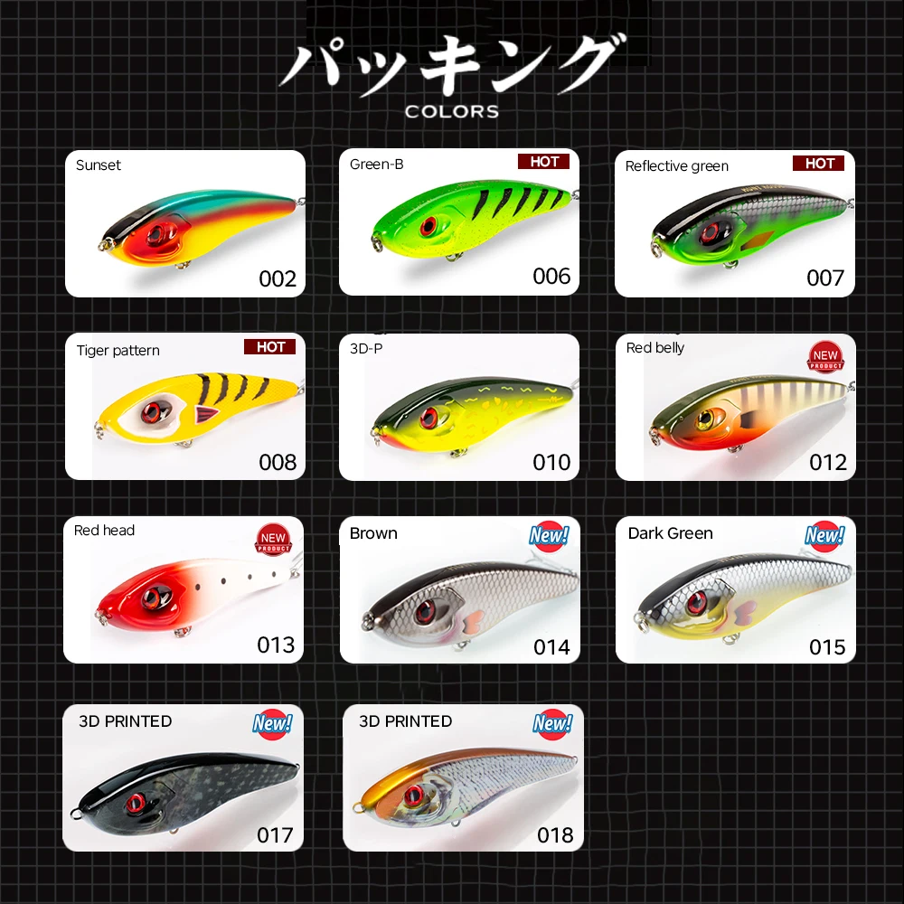 Hunthouse Musky Buster Jerkbait Fishing Lure 115mm/32g 145mm/55g Slow Sinking Loud Sound Vib Vibration For Sea Bass Pike LW129