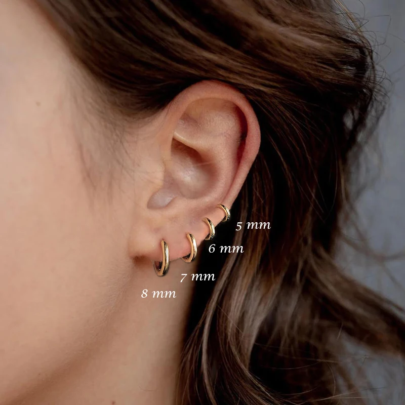 Aide 925 Sterling Silver Rose Gold Small Hoop Earrings For Women Girls Gift Wedding Engagement Party Gift Smooth Ear Bone Buckle