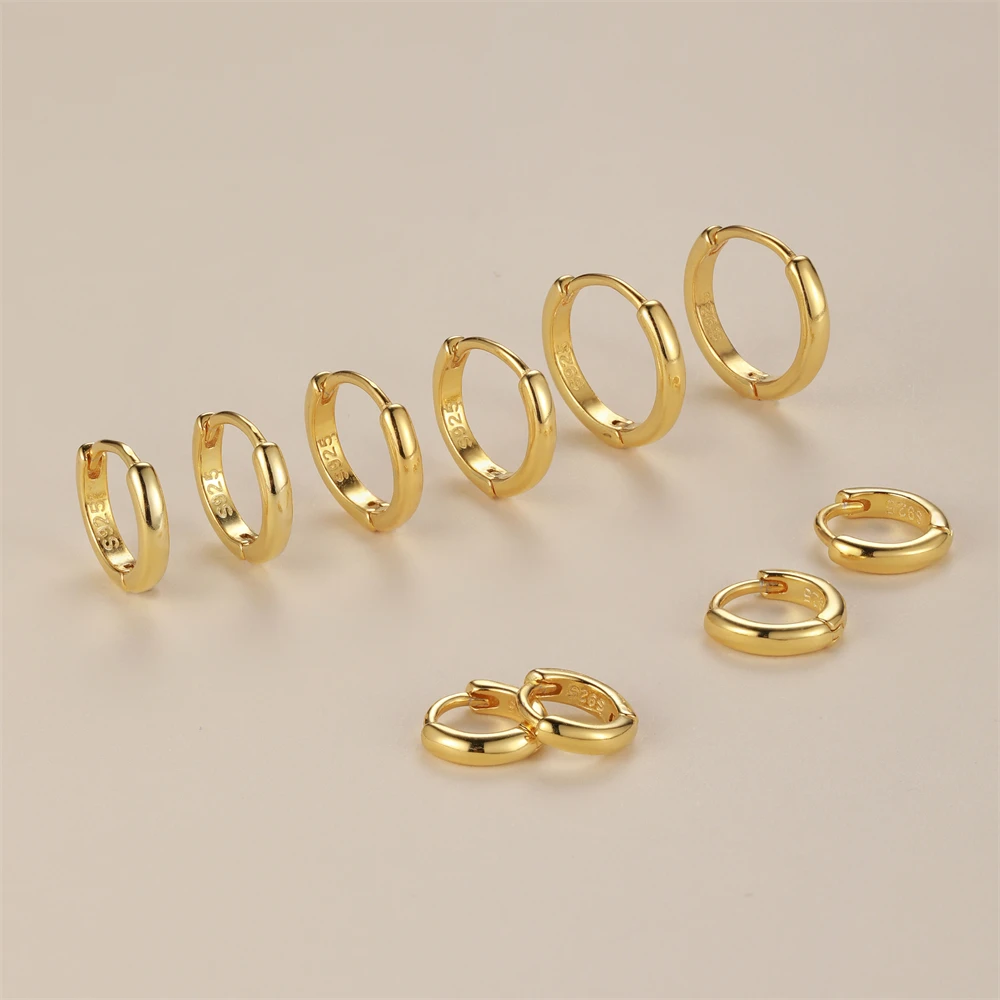 Aide 925 Sterling Silver Rose Gold Small Hoop Earrings For Women Girls Gift Wedding Engagement Party Gift Smooth Ear Bone Buckle