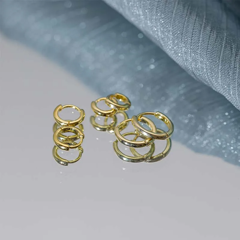 Aide 925 Sterling Silver Rose Gold Small Hoop Earrings For Women Girls Gift Wedding Engagement Party Gift Smooth Ear Bone Buckle