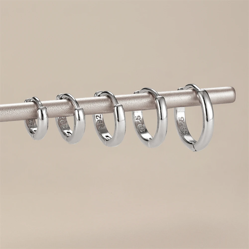 Aide 925 Sterling Silver Rose Gold Small Hoop Earrings For Women Girls Gift Wedding Engagement Party Gift Smooth Ear Bone Buckle