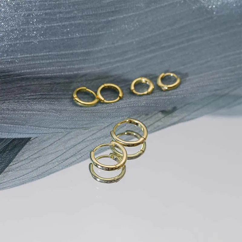 Aide 925 Sterling Silver Rose Gold Small Hoop Earrings For Women Girls Gift Wedding Engagement Party Gift Smooth Ear Bone Buckle