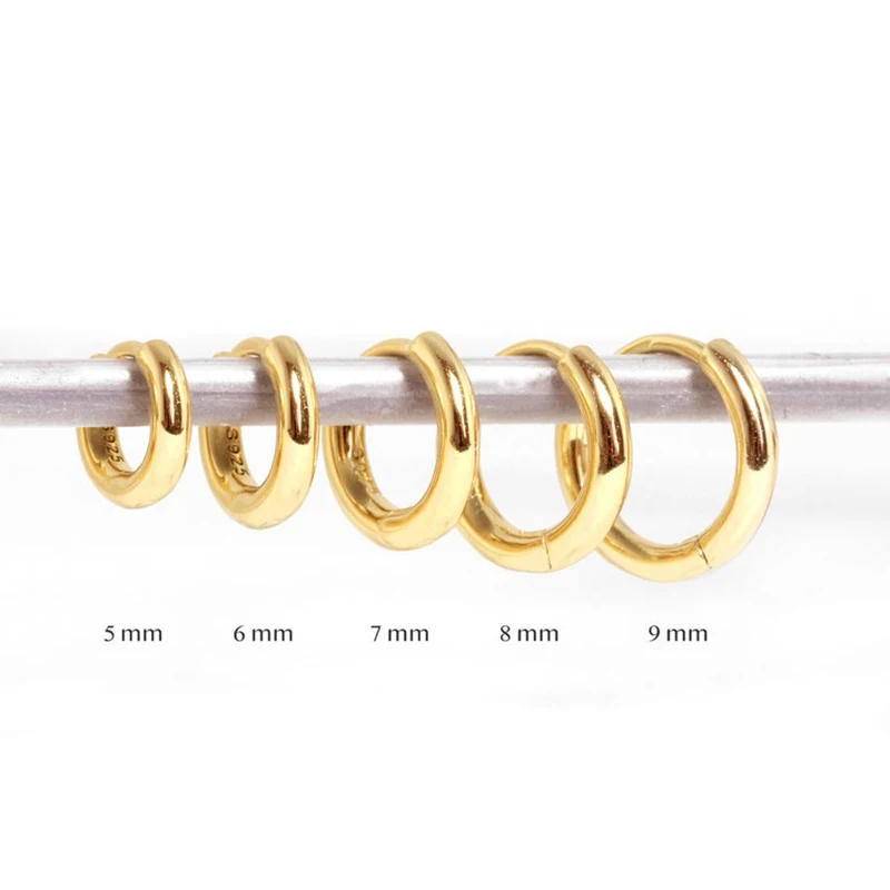 Aide 925 Sterling Silver Rose Gold Small Hoop Earrings For Women Girls Gift Wedding Engagement Party Gift Smooth Ear Bone Buckle