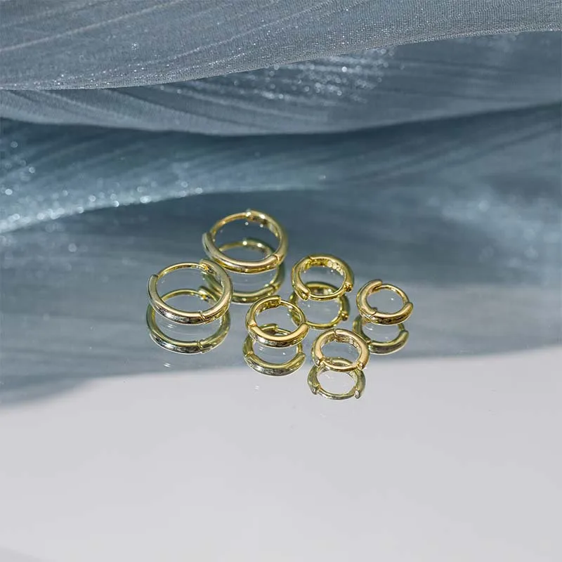 Aide 925 Sterling Silver Rose Gold Small Hoop Earrings For Women Girls Gift Wedding Engagement Party Gift Smooth Ear Bone Buckle