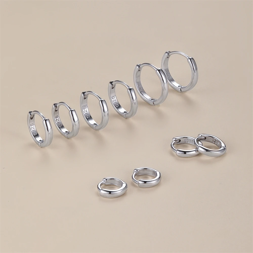Aide 925 Sterling Silver Rose Gold Small Hoop Earrings For Women Girls Gift Wedding Engagement Party Gift Smooth Ear Bone Buckle