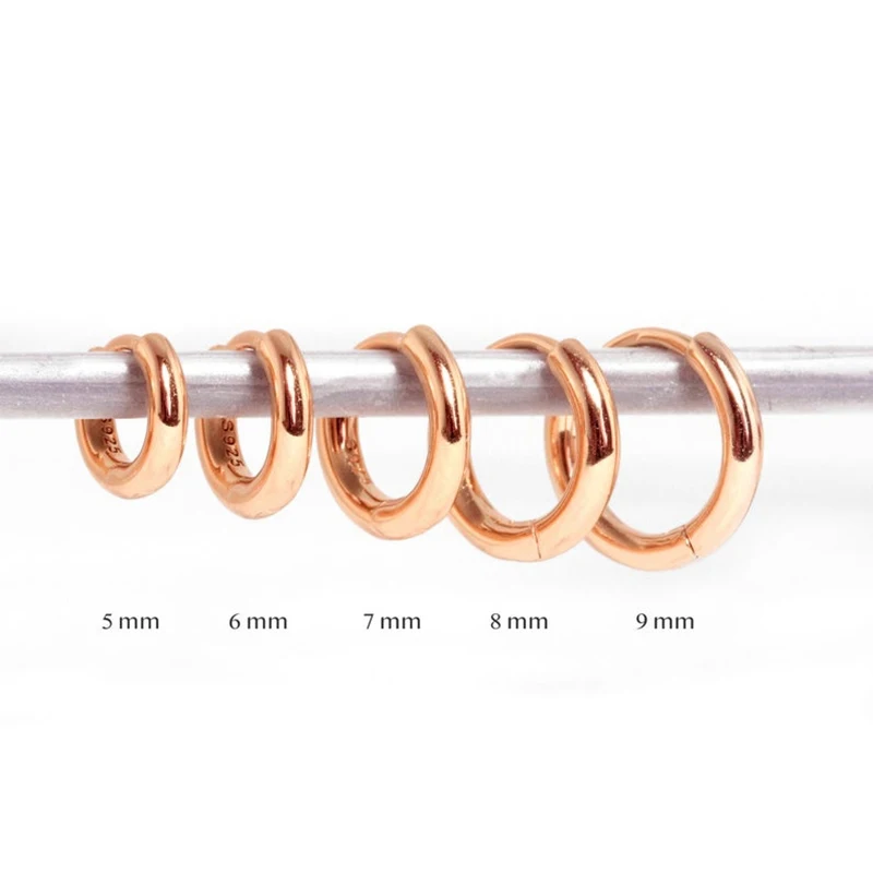 Aide 925 Sterling Silver Rose Gold Small Hoop Earrings For Women Girls Gift Wedding Engagement Party Gift Smooth Ear Bone Buckle