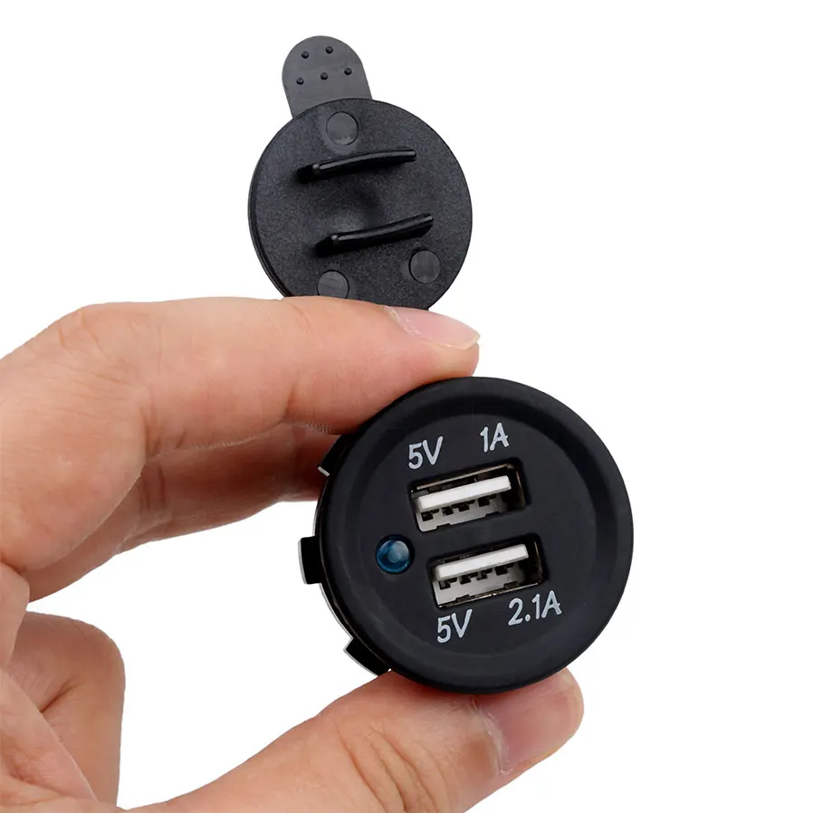 KEBID 12V Dual USB Port Car Charger Socket Plug Cigarette Lighter Outlet For Auto Boat Waterproof Mobile Phone Charging Adapter