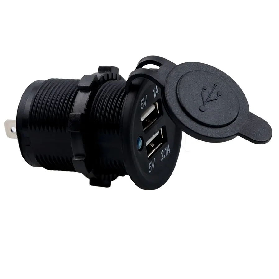 KEBID 12V Dual USB Port Car Charger Socket Plug Cigarette Lighter Outlet For Auto Boat Waterproof Mobile Phone Charging Adapter