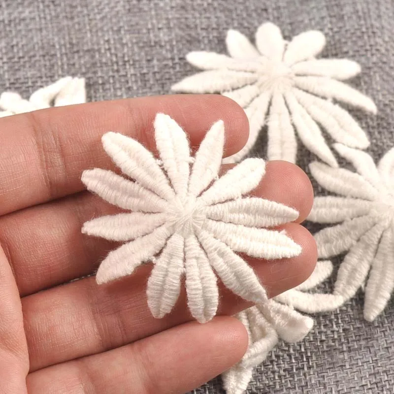 Flower White Lace Applique Mesh Trim For Sew On Guipure Fabric Wedding Supplies Home Decoration