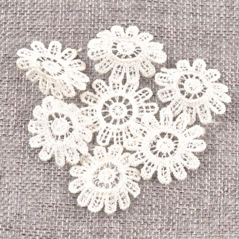 Flower White Lace Applique Mesh Trim For Sew On Guipure Fabric Wedding Supplies Home Decoration