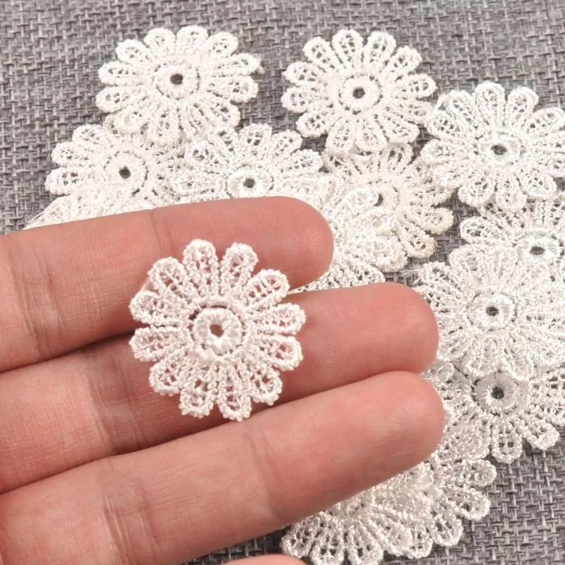 Flower White Lace Applique Mesh Trim For Sew On Guipure Fabric Wedding Supplies Home Decoration