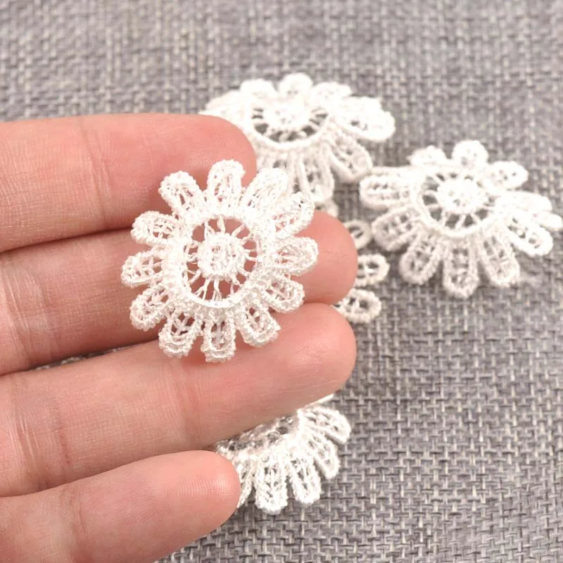 Flower White Lace Applique Mesh Trim For Sew On Guipure Fabric Wedding Supplies Home Decoration