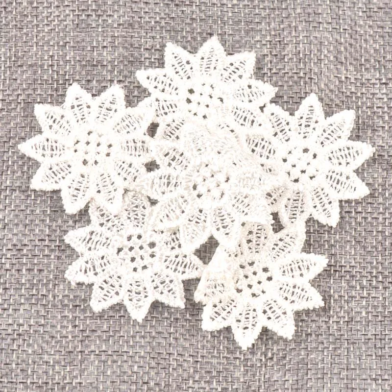 Flower White Lace Applique Mesh Trim For Sew On Guipure Fabric Wedding Supplies Home Decoration