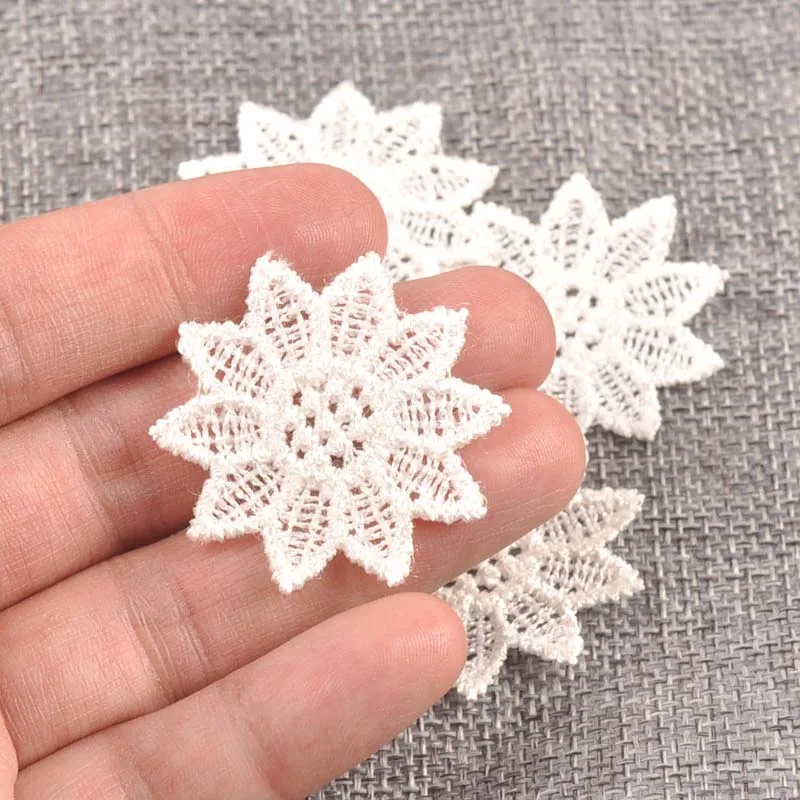 Flower White Lace Applique Mesh Trim For Sew On Guipure Fabric Wedding Supplies Home Decoration