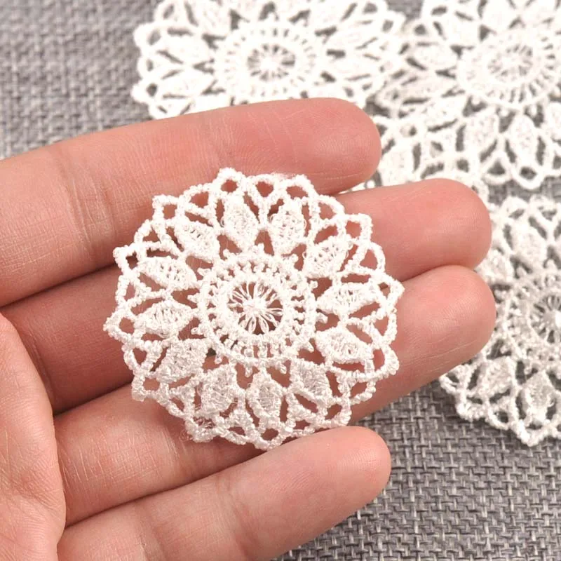 Flower White Lace Applique Mesh Trim For Sew On Guipure Fabric Wedding Supplies Home Decoration