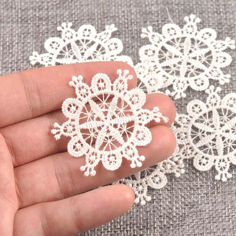 Flower White Lace Applique Mesh Trim For Sew On Guipure Fabric Wedding Supplies Home Decoration