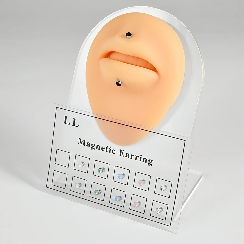 12PCS/Card Fake Cheater Non Pierced Magnet Ear Tragus Cartilage Lip Labret Stud Nose Ring  Jewelry Magnetic Earring