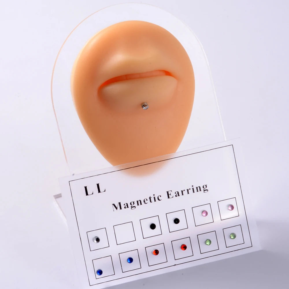 12PCS/Card Fake Cheater Non Pierced Magnet Ear Tragus Cartilage Lip Labret Stud Nose Ring  Jewelry Magnetic Earring
