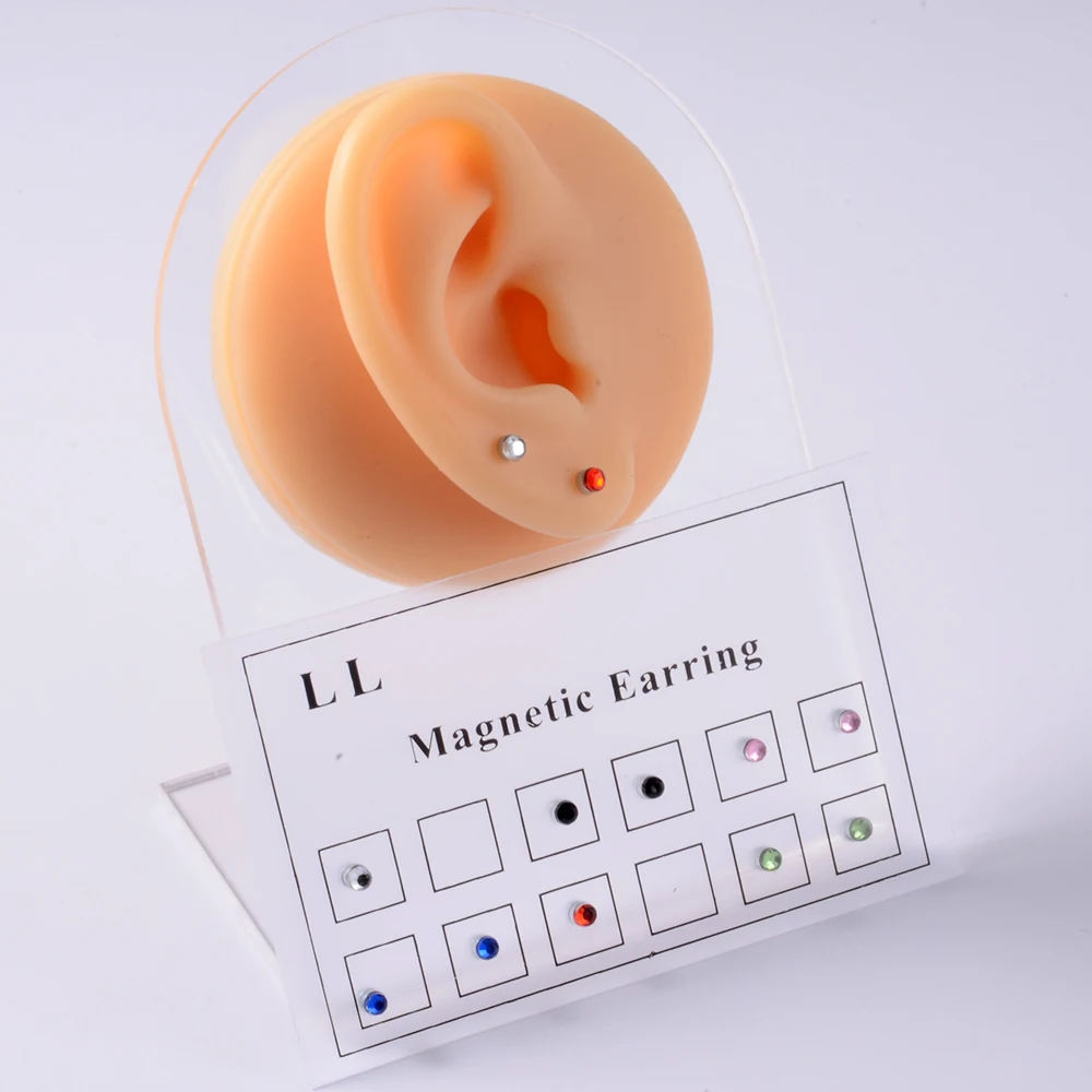 12PCS/Card Fake Cheater Non Pierced Magnet Ear Tragus Cartilage Lip Labret Stud Nose Ring  Jewelry Magnetic Earring