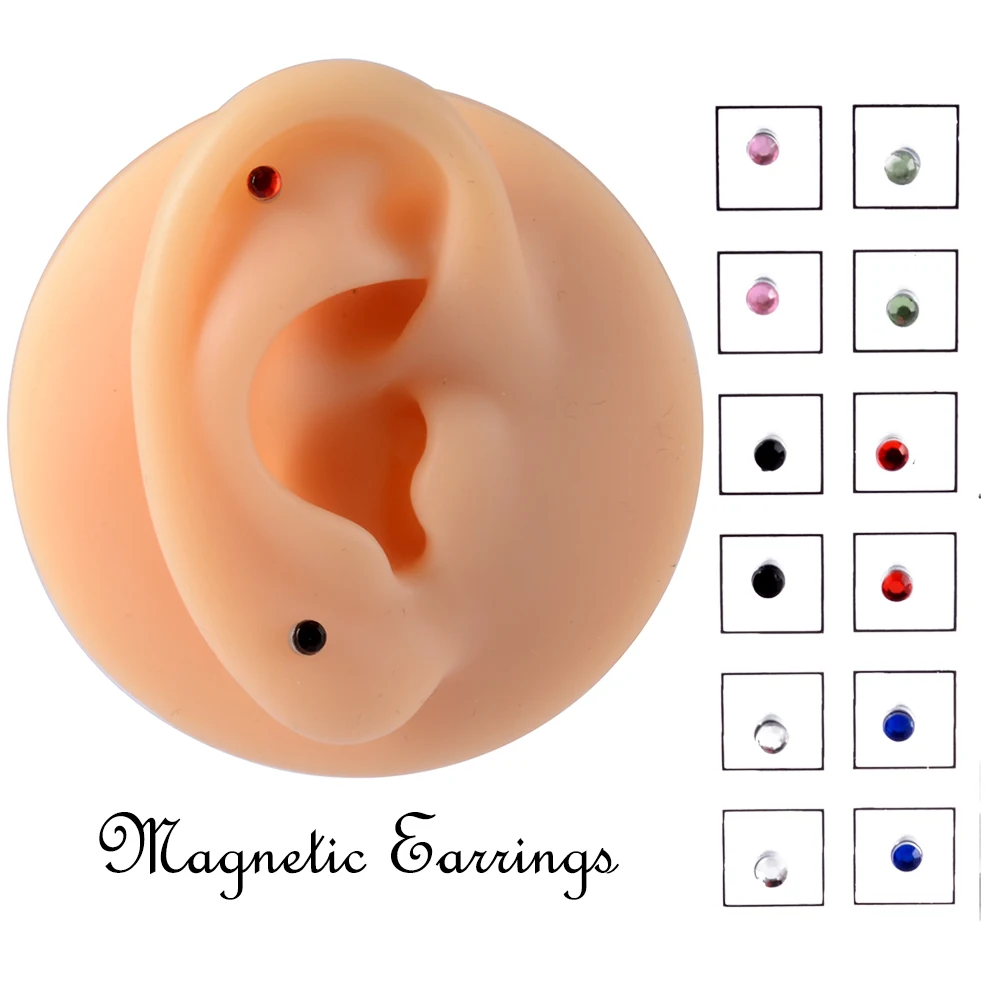 12PCS/Card Fake Cheater Non Pierced Magnet Ear Tragus Cartilage Lip Labret Stud Nose Ring  Jewelry Magnetic Earring
