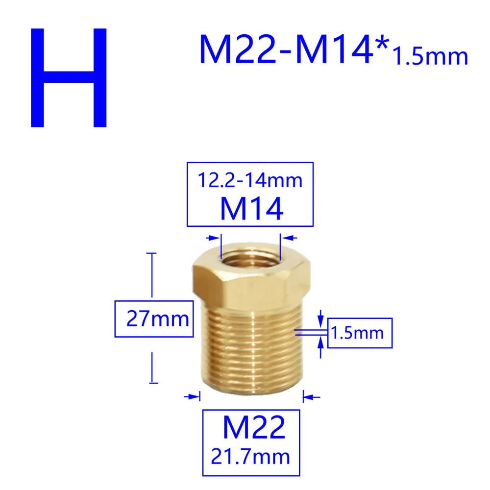 Brass Male Female 1/2" M14 M18 M22 3/8" Thread Connector Tooth Pitch 1.5mm Copper Water Tap Washing Machine Bathroom Coupler