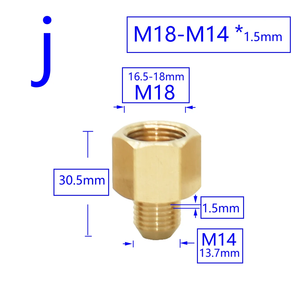 Brass Male Female 1/2" M14 M18 M22 3/8" Thread Connector Tooth Pitch 1.5mm Copper Water Tap Washing Machine Bathroom Coupler