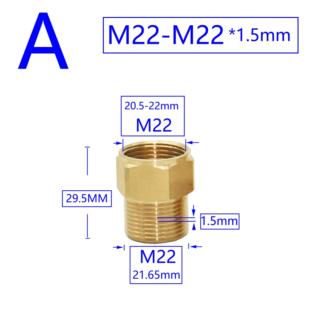 Brass Male Female 1/2" M14 M18 M22 3/8" Thread Connector Tooth Pitch 1.5mm Copper Water Tap Washing Machine Bathroom Coupler