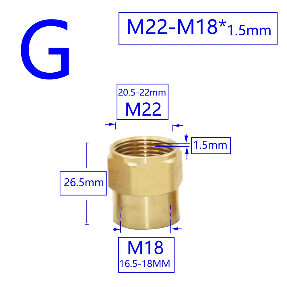 Brass Male Female 1/2" M14 M18 M22 3/8" Thread Connector Tooth Pitch 1.5mm Copper Water Tap Washing Machine Bathroom Coupler