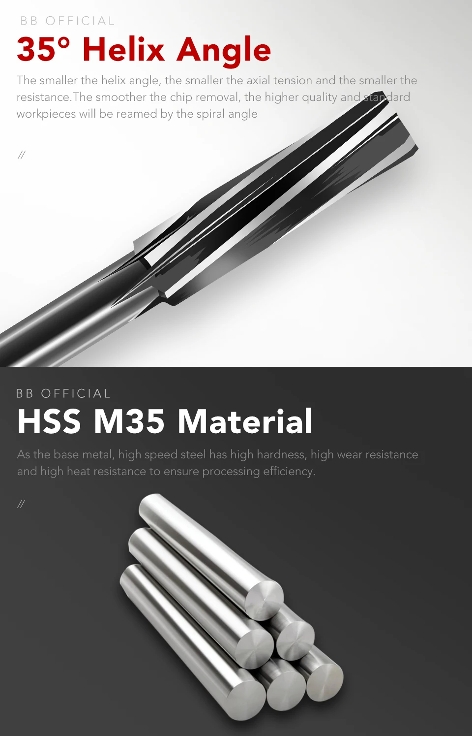 BB Reamer HSS Cobalt Wear Resistant High Precision H7 Diameter 2mm-16mm Left Spiral Flute Hole Drill Metal Steel Aluminum Tool