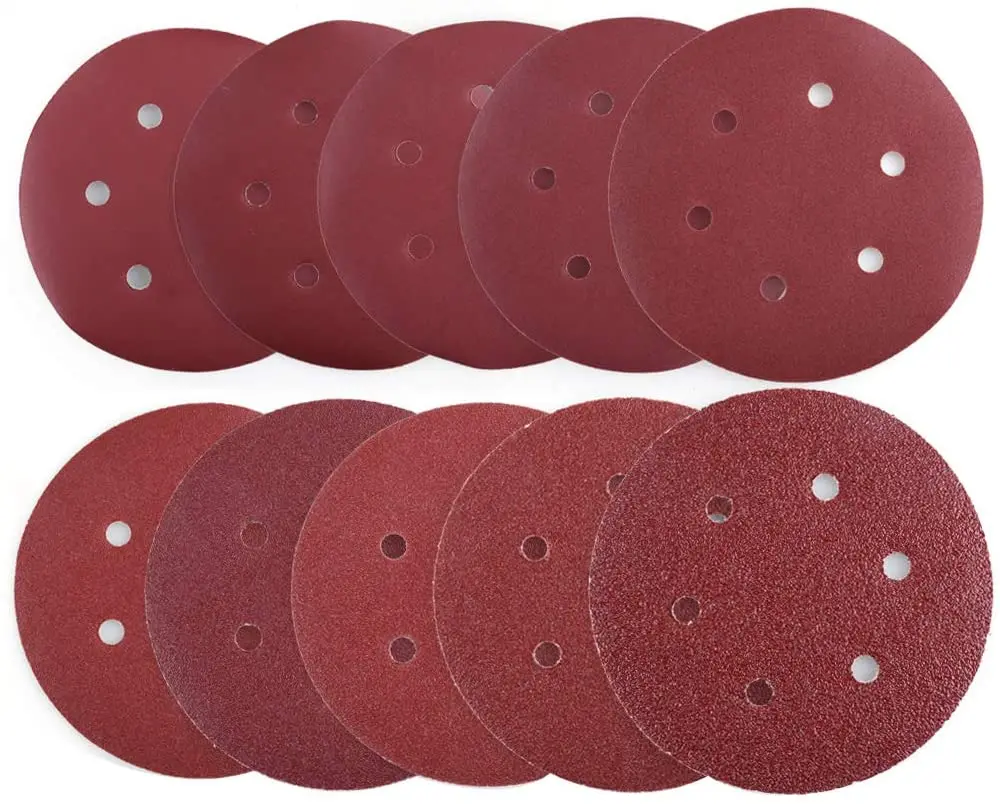 6 Inch 6 Holes 150MM Sanding Discs 60-2000 Grit Flocking Sandpaper Orbital Sander Hook and Loop  Aluminum Oxide Sand Paper