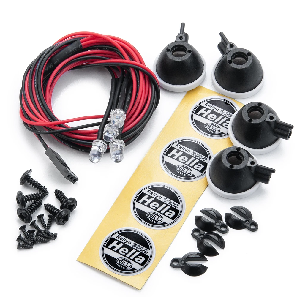 AXSPEED 2/4Pcs LED Light with Round Plastic Cover for TRX-4 Axial SCX10 Tamiya CC01 D90 TF2 1:10 RC Crawler Car Upgrade Parts
