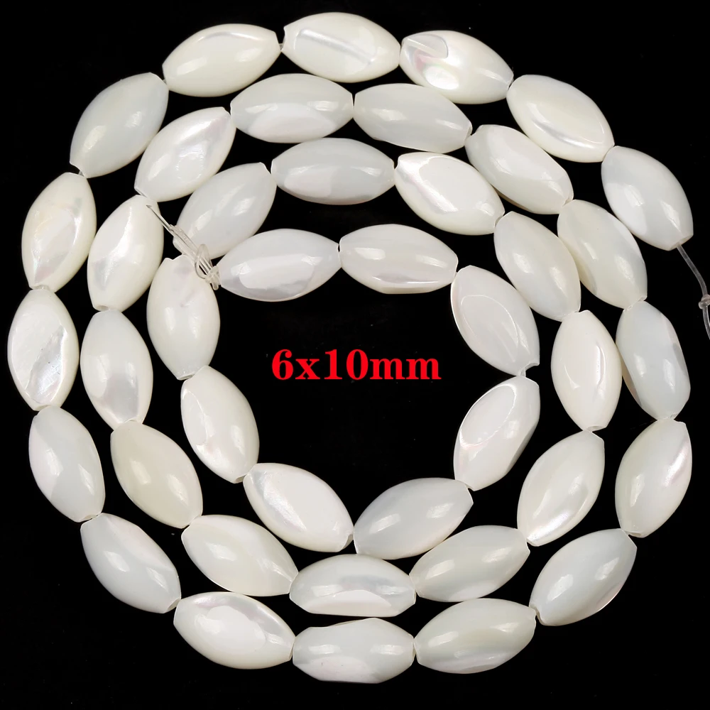 White Oval Natural Sea Shell Beads Mother Of Pearl Shell Loose Beads For Jewelry Making Diy Necklace Bracelet Accessories