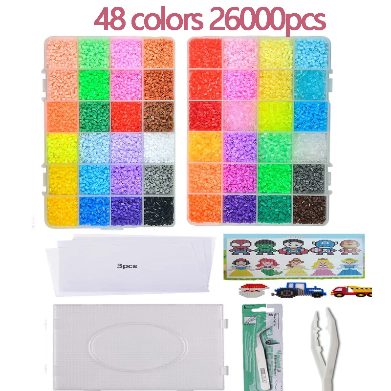 2.6mm 24/48 Colors Hama Beads Education Iron Beads 3D Puzzle Beads Ironing Guarantee Perler Fuse Beads DIY Toy Miçangas