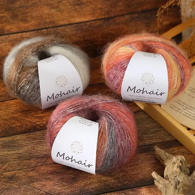 Gradient Mohair Soft Cotton Yarn DIY Crochet Hand Knitting Yarn Segment Dyed Wool Yarn For Baby Sweater Hat Scarf