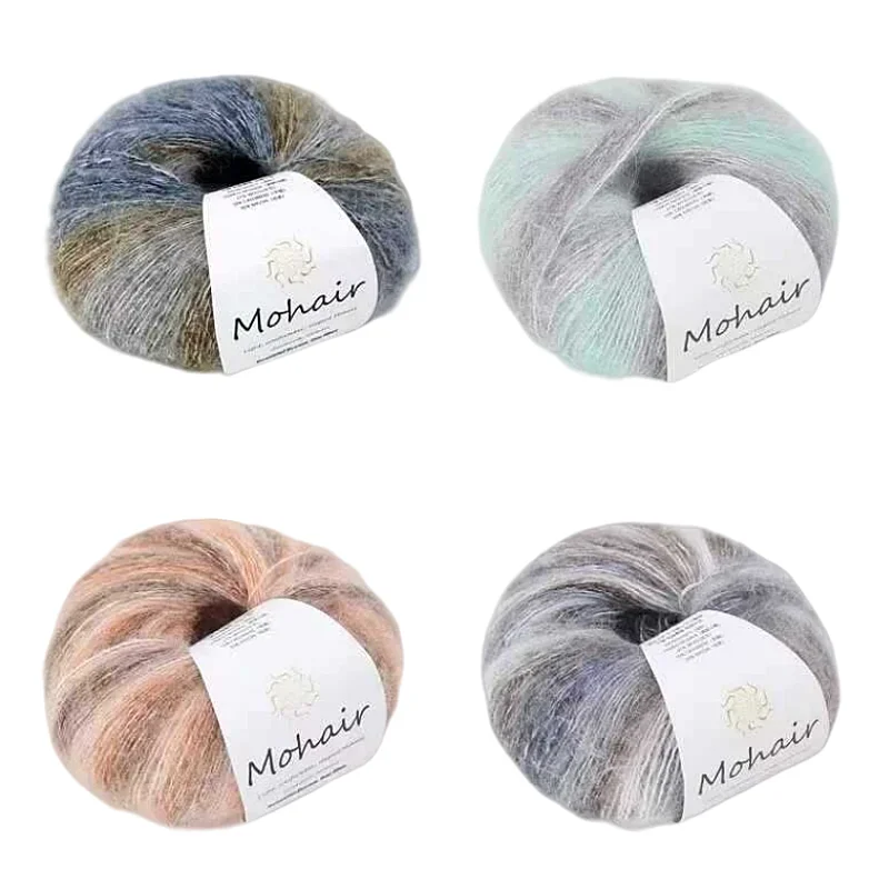 Gradient Mohair Soft Cotton Yarn DIY Crochet Hand Knitting Yarn Segment Dyed Wool Yarn For Baby Sweater Hat Scarf