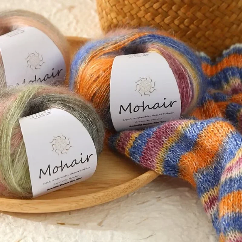 Gradient Mohair Soft Cotton Yarn DIY Crochet Hand Knitting Yarn Segment Dyed Wool Yarn For Baby Sweater Hat Scarf