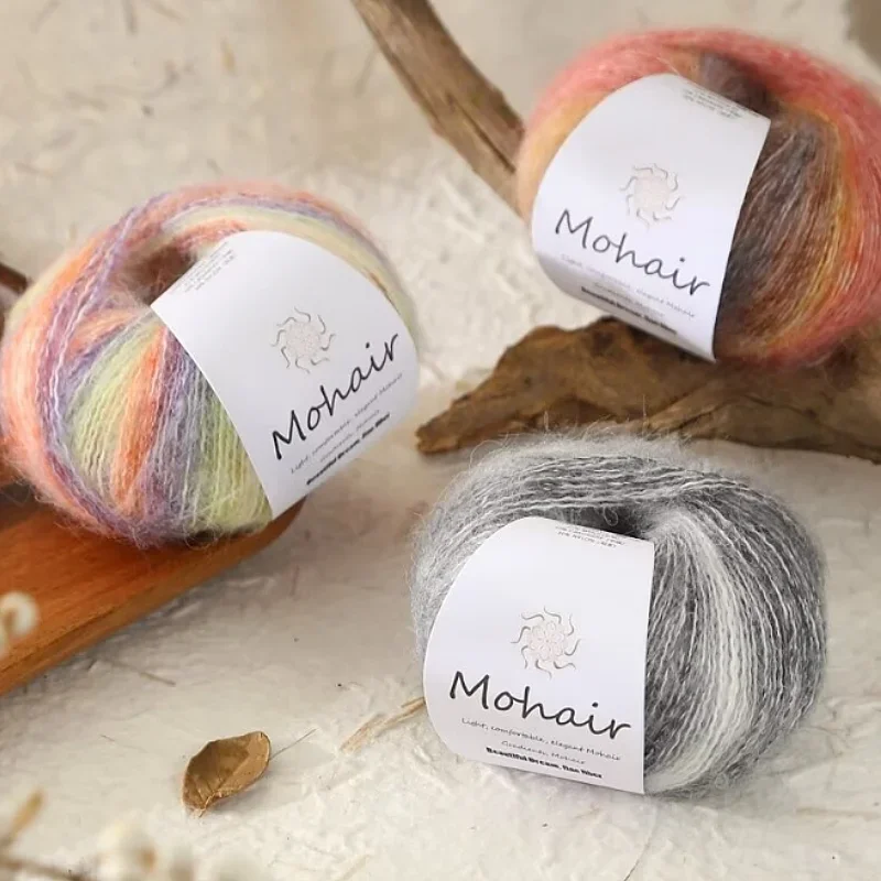 Gradient Mohair Soft Cotton Yarn DIY Crochet Hand Knitting Yarn Segment Dyed Wool Yarn For Baby Sweater Hat Scarf
