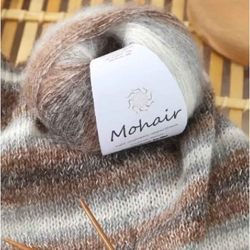 Gradient Mohair Soft Cotton Yarn DIY Crochet Hand Knitting Yarn Segment Dyed Wool Yarn For Baby Sweater Hat Scarf