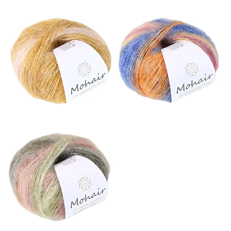 Gradient Mohair Soft Cotton Yarn DIY Crochet Hand Knitting Yarn Segment Dyed Wool Yarn For Baby Sweater Hat Scarf