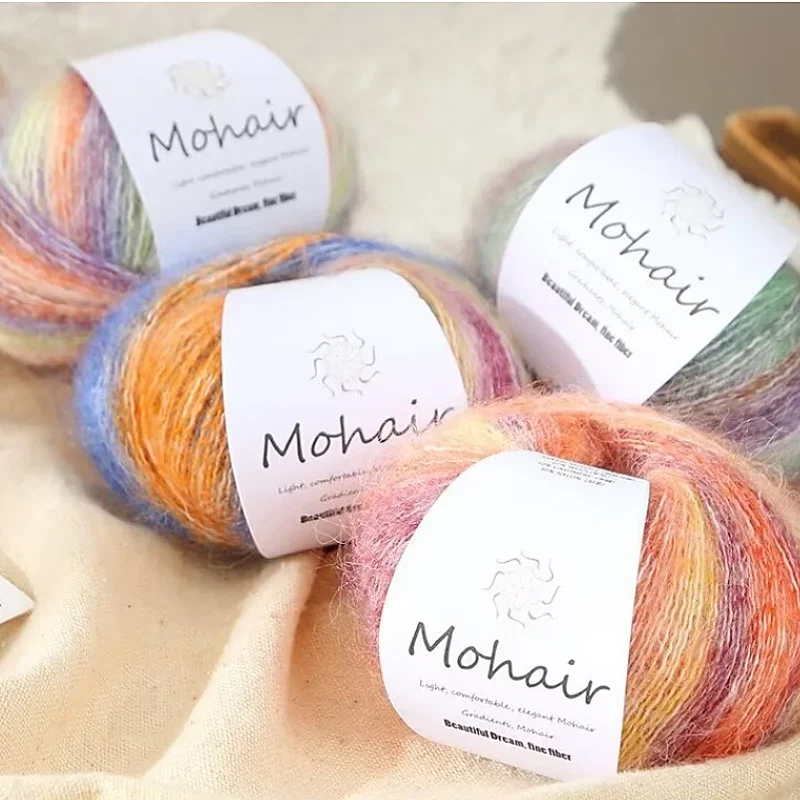 Gradient Mohair Soft Cotton Yarn DIY Crochet Hand Knitting Yarn Segment Dyed Wool Yarn For Baby Sweater Hat Scarf
