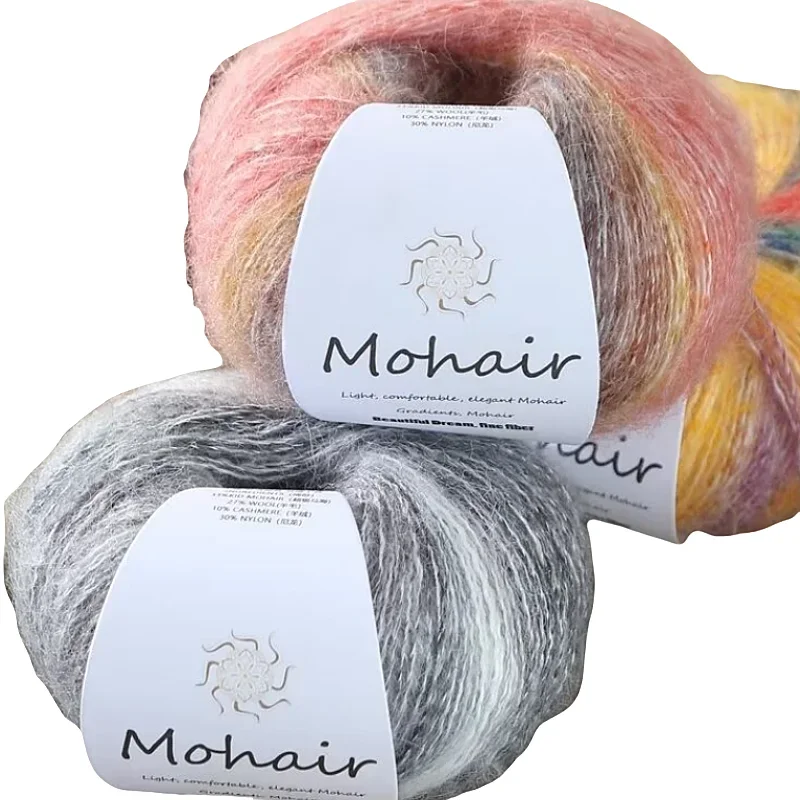 Gradient Mohair Soft Cotton Yarn DIY Crochet Hand Knitting Yarn Segment Dyed Wool Yarn For Baby Sweater Hat Scarf
