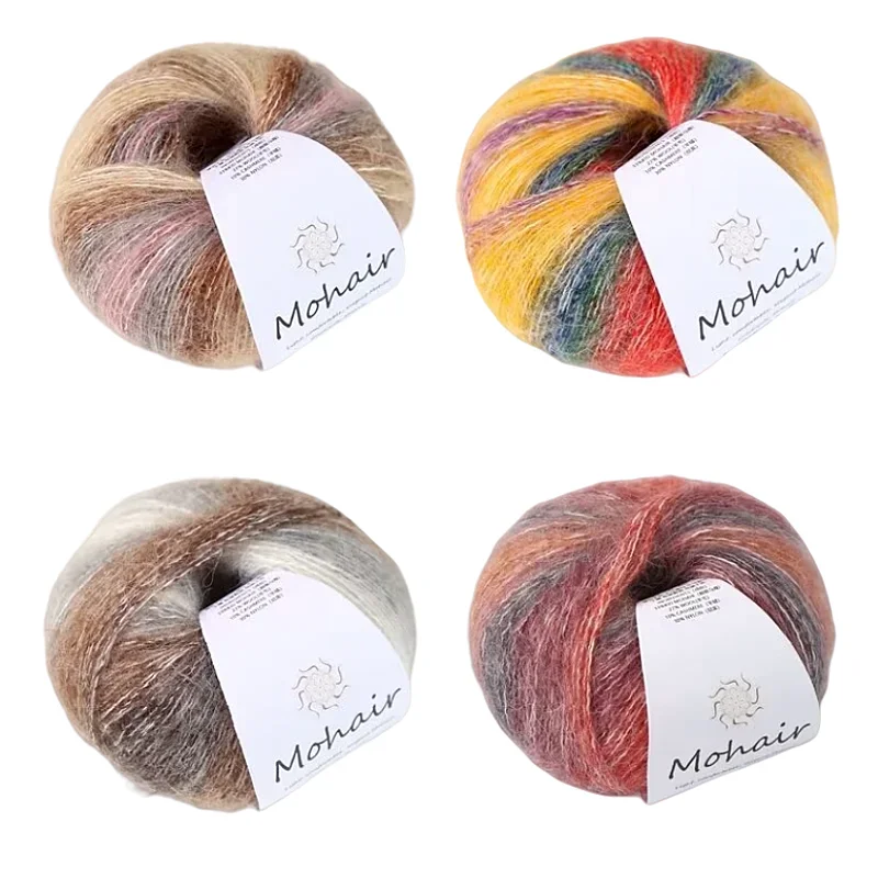 Gradient Mohair Soft Cotton Yarn DIY Crochet Hand Knitting Yarn Segment Dyed Wool Yarn For Baby Sweater Hat Scarf