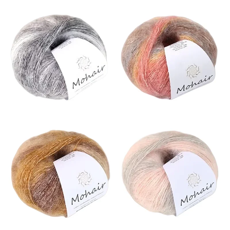 Gradient Mohair Soft Cotton Yarn DIY Crochet Hand Knitting Yarn Segment Dyed Wool Yarn For Baby Sweater Hat Scarf