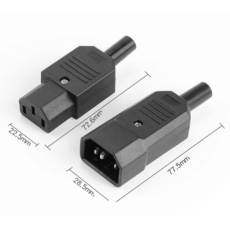 1pcs Black IEC320 C13 C14 AC Power Panel Socket PDU UPS Rewirable Wiring Plug Electric Battery Receptacle Docking Outlet 10A