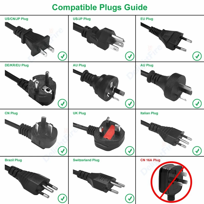 EU Plug Adapter 16A 250V EU Travel Adapter Converter 2 Round Socket High Quality Universal AU US UK CN To EU AC Wall Socket