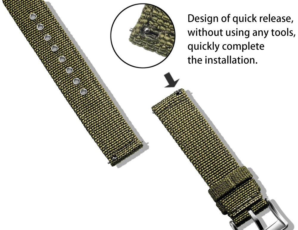 Hemsut High Quality Nylon Watch Bands Quick Release  Movement Wrist Straps Military Breathable Waterproof 18/20/22/24mm