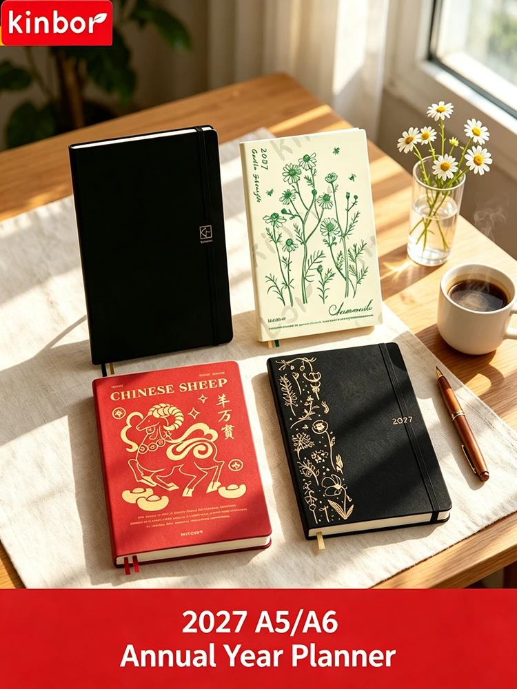 Kinbor Weekly Planner Notebook UnDated Agenda Schedule Daily Monthly Journal Book Portable Record Diary Plan Notepad Stationery